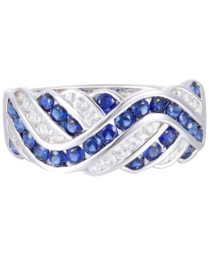 Lab-grown Sapphire, Lab-grown White Sapphire & Multi-Gemstone Ring in Sterling Silver