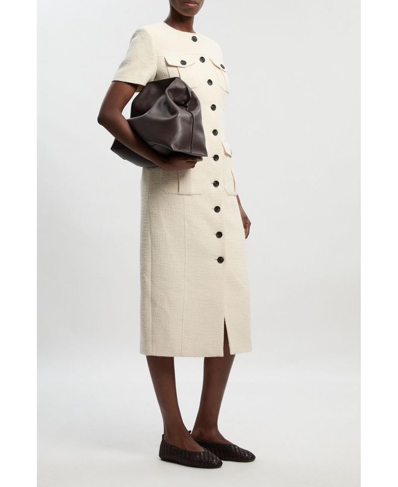 Women's Textured Tweed Tailored Midi Dress