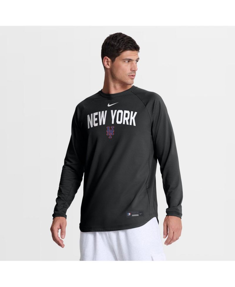 Men's Black New York Mets Authentic Collection Raglan Dri-FIT Sweatshirt