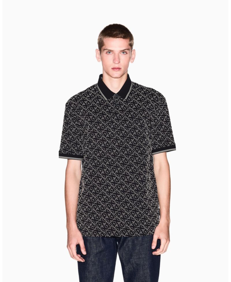 Men's Allover Logo Collar Tipping Polo Shirt