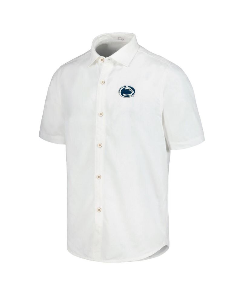 Men's White Penn State Nittany Lions Coconut Point Palm Vista IslandZone Camp Button-Up Shirt