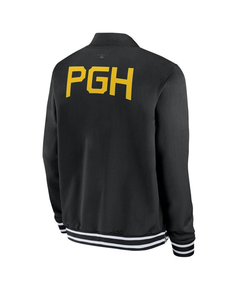 Men's Black Pittsburgh Pirates Authentic Collection City Connect Full-Zip Bomber Jacket