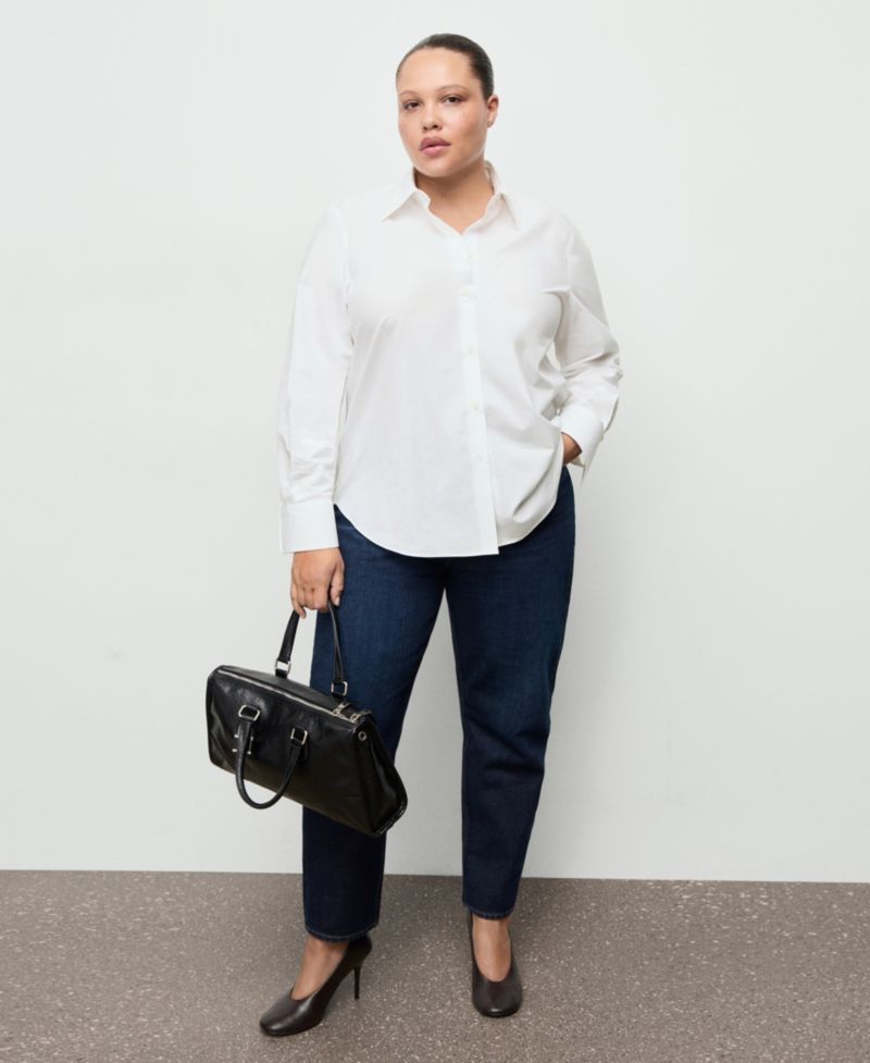 Women's Cotton And Lyocell Blend Straight Shirt