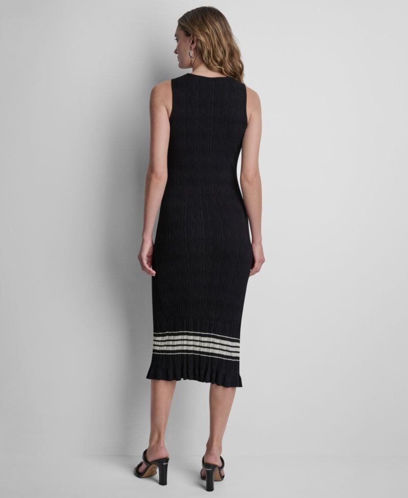 Women's Striped Sweater Midi Dress