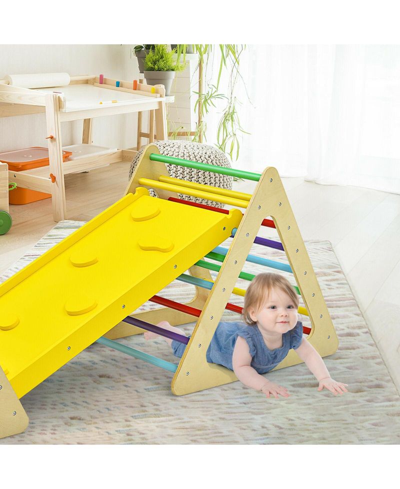 3 in 1 Wooden Set of 2 Triangle Climber with Ramp for Slid