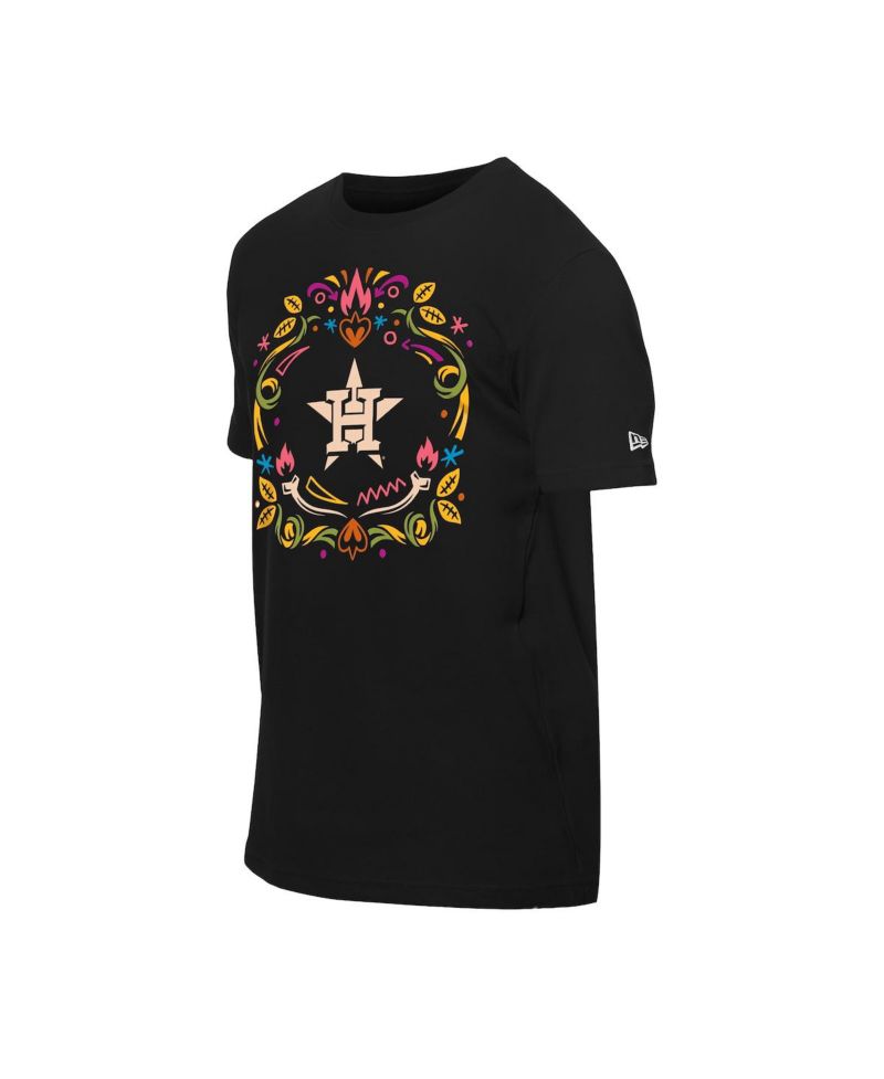 Men's Black Houston Astros Día de los Muertos Washed Oversized T-Shirt