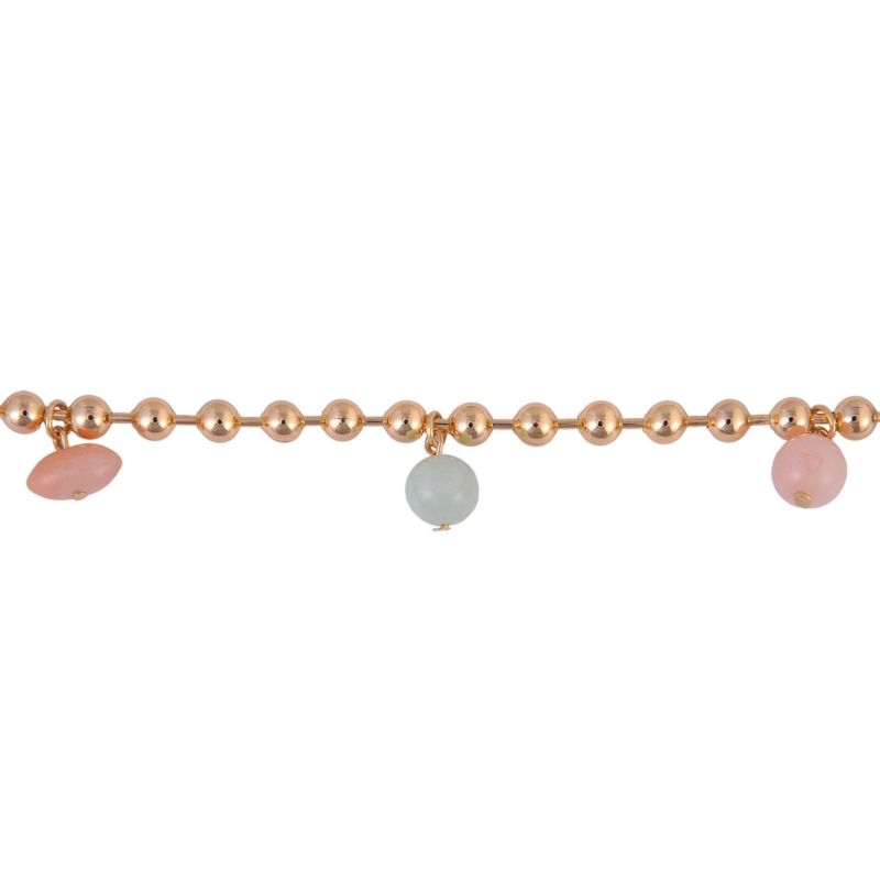 Bead Chain Necklace with Semi Precious Bead Accents Brass