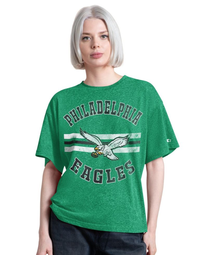 Women's Kelly Green Philadelphia Eagles Vintage Jump Shot Boyfriend Tri-Blend T-Shirt