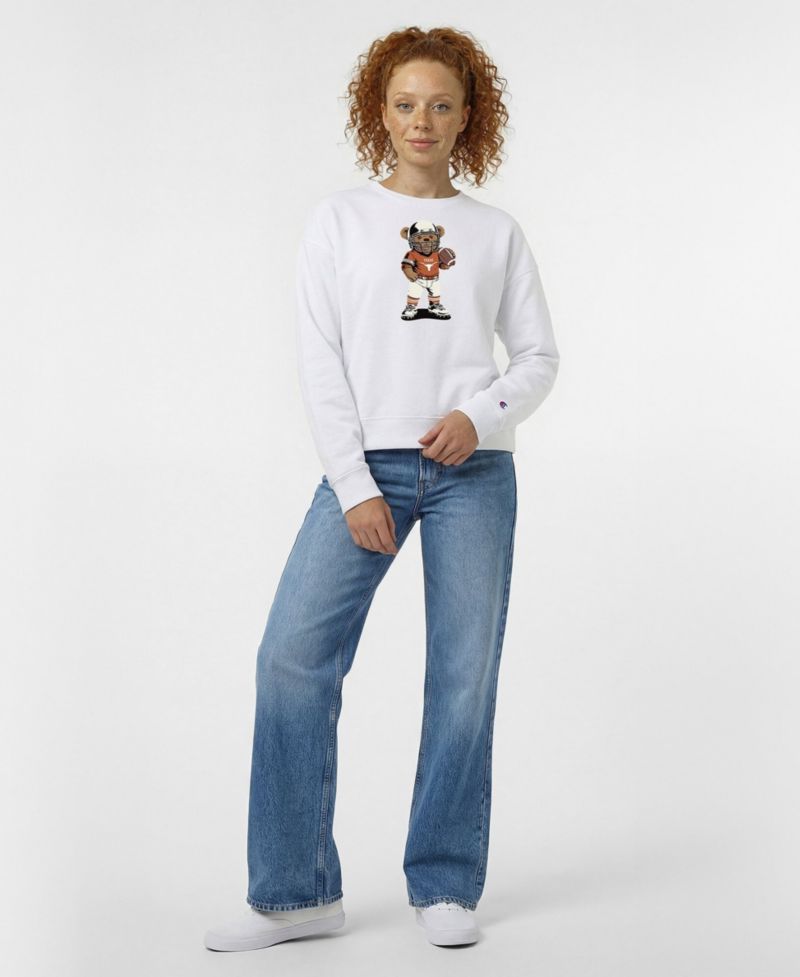 Women's White Texas Longhorns Teddy Bear Sweatshirt