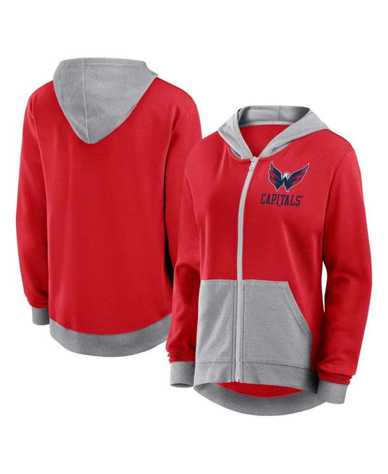 Women's Red Washington Capitals Hit It French Terry Full-Zip Hoodie