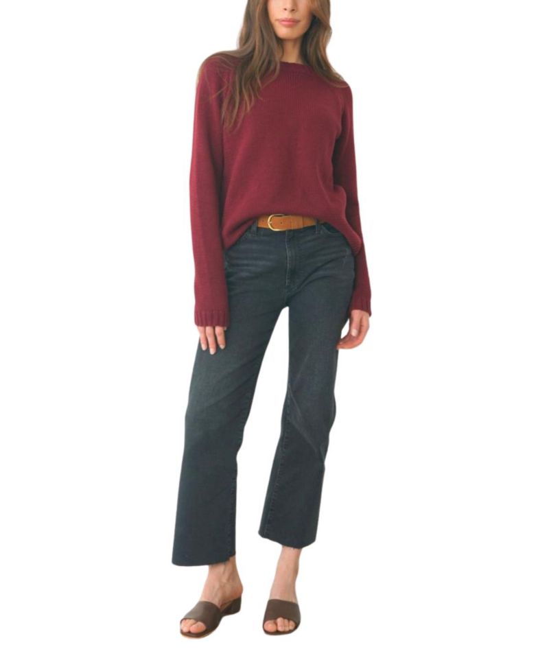 Women's Cotton Sloane Crewneck Pullover Sweater in Burgundy