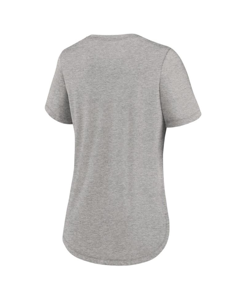 Women's Heather Gray Los Angeles Dodgers Script Tri-Blend T-Shirt