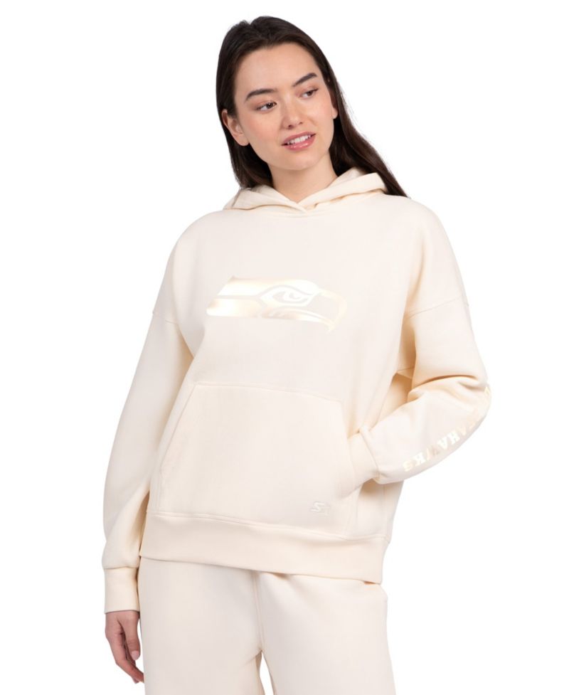 Women's Cream Seattle Seahawks Pastels Relaxed Travel Hoodie