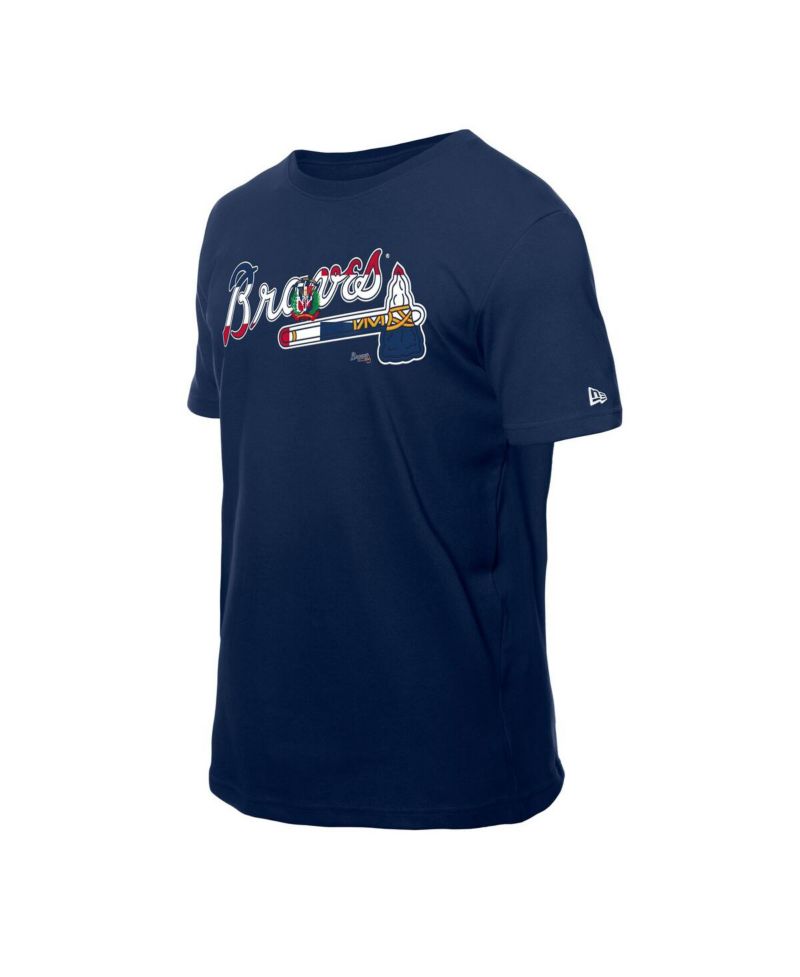 Men's Navy Atlanta Braves Dominican Republic Flag Logo T-Shirt