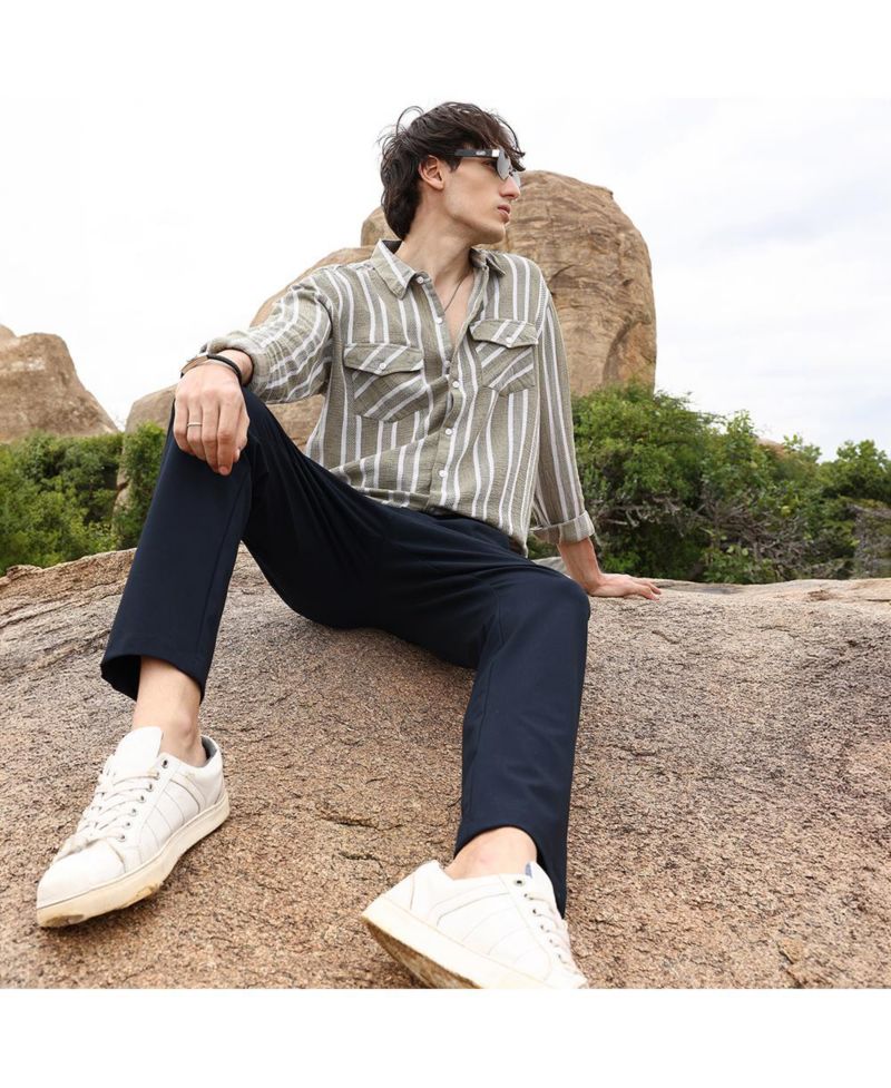 Men's Utility Halo-Stripe Oversized Shirt