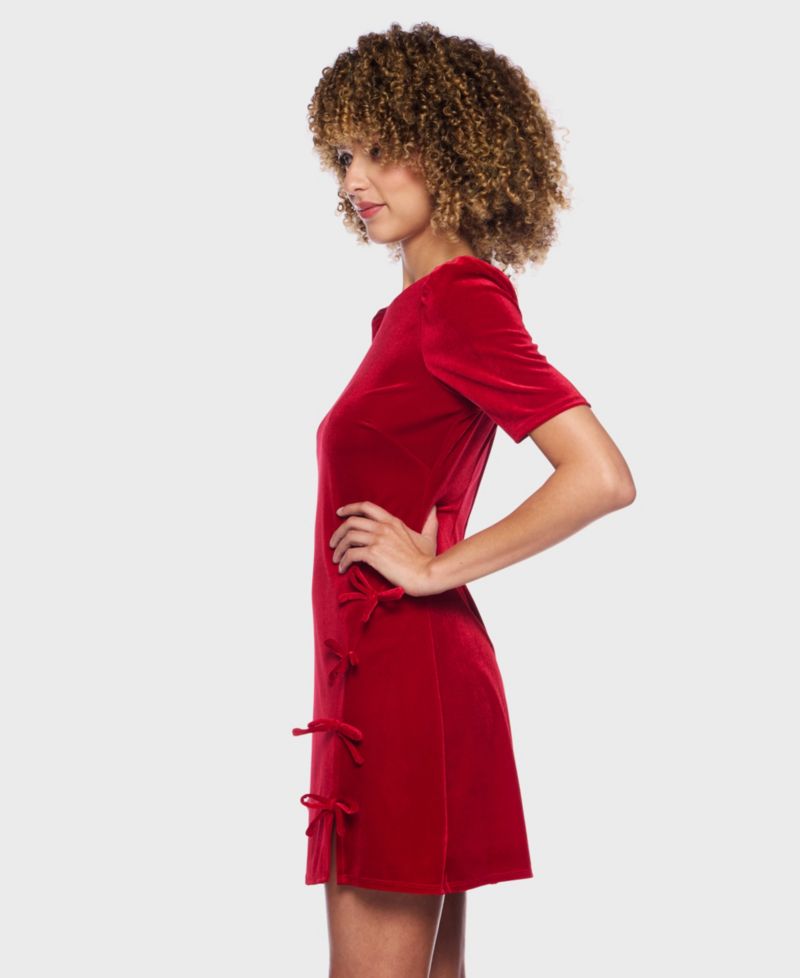 Women's Short Sleeve Velvet Dress