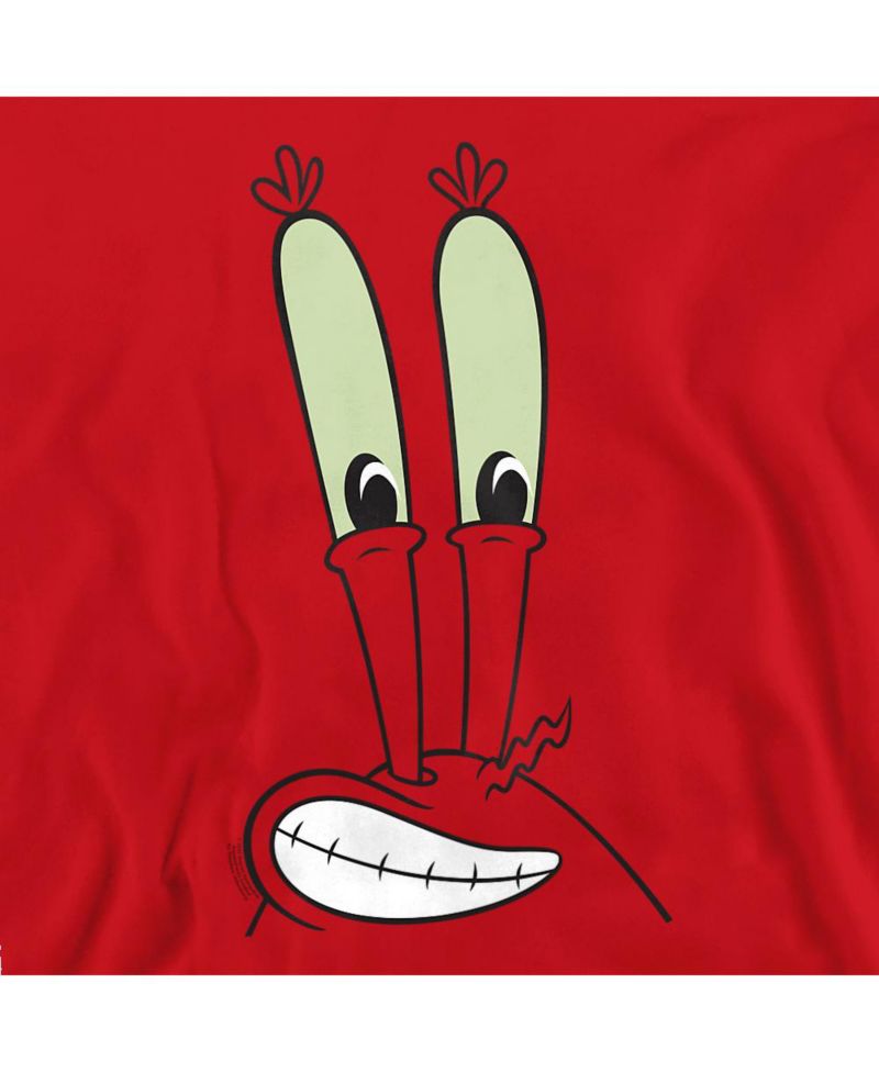 Men's Mr. Krabs Smile Face Graphic Long-Sleeve Crewneck Sweatshirt