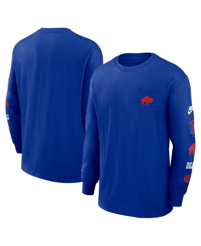 Men's Royal Buffalo Bills Rewind Heavy Max 9 Pocket Long Sleeve T-Shirt