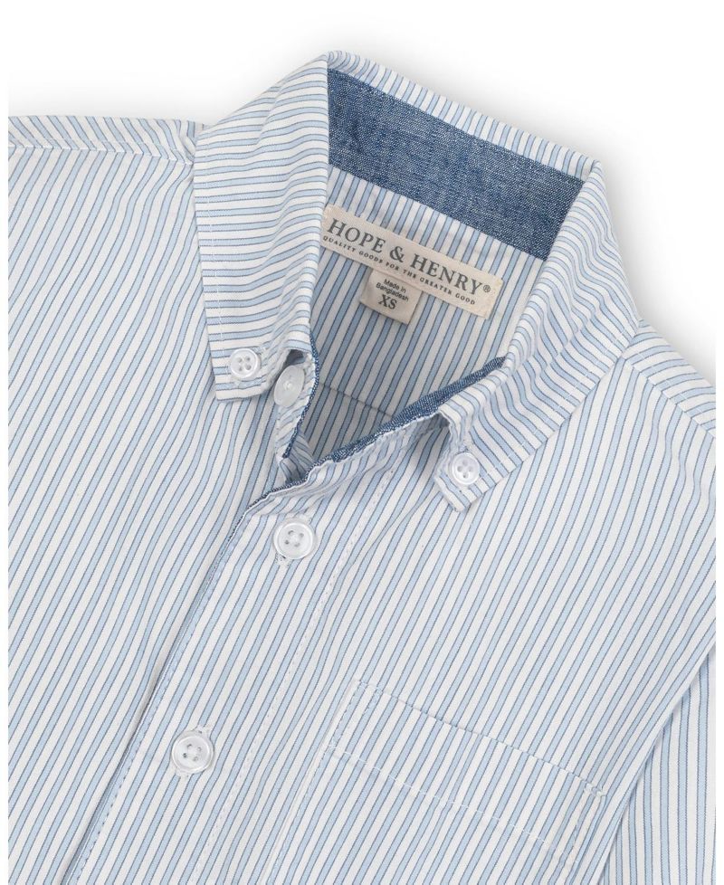 Hope and Henry Boys' Stretch Poplin Long Sleeve Button Down Shirt, Kids