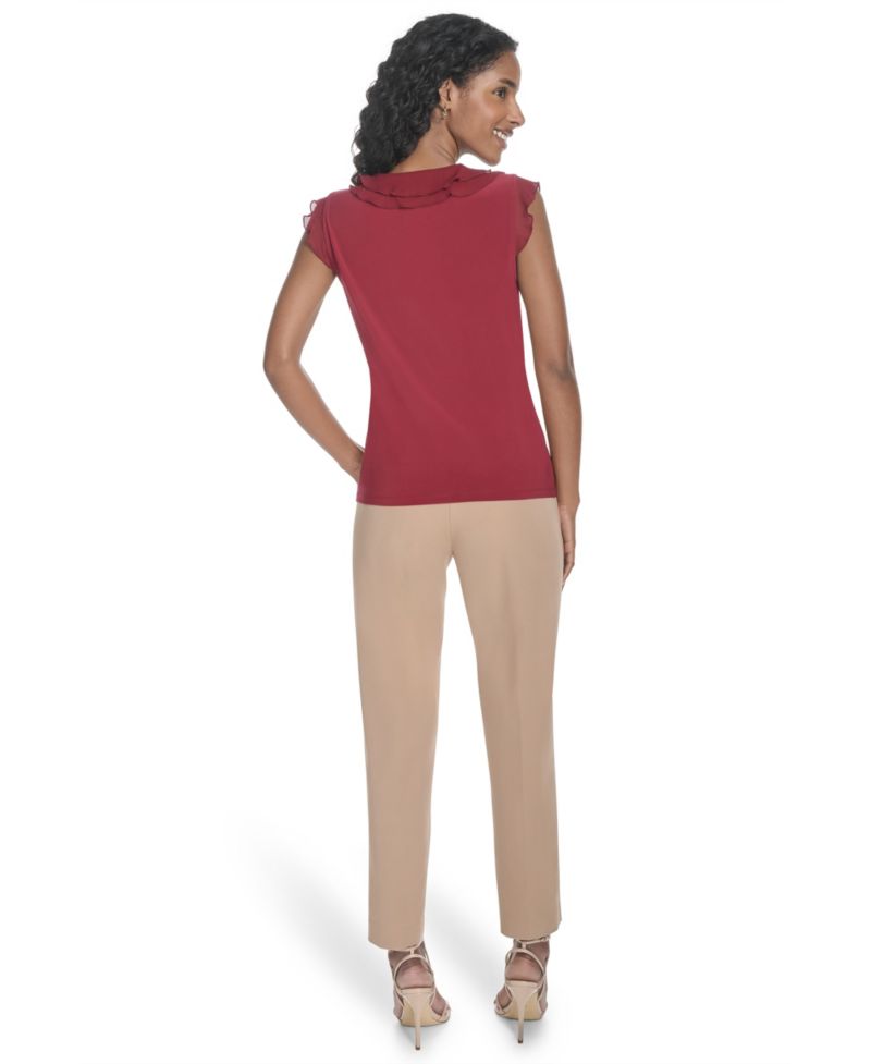 Women's V-Neck Sleeveless Ruffle Top