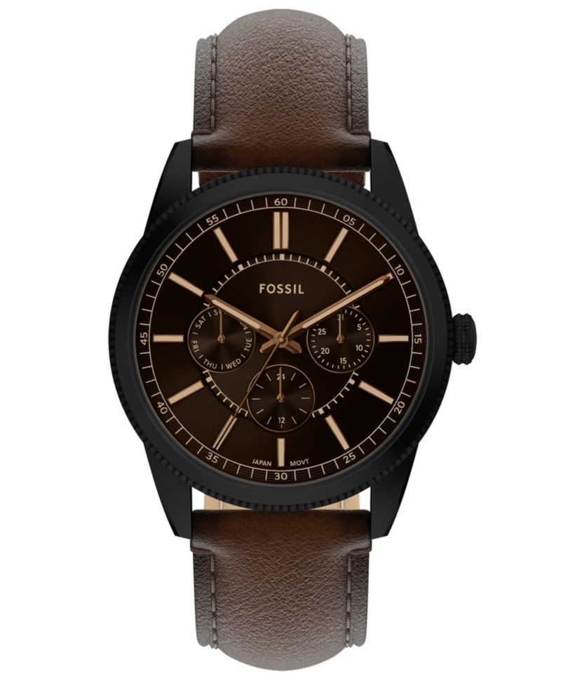 Men's Pearson Multifunction Brown Leather Watch, 42mm