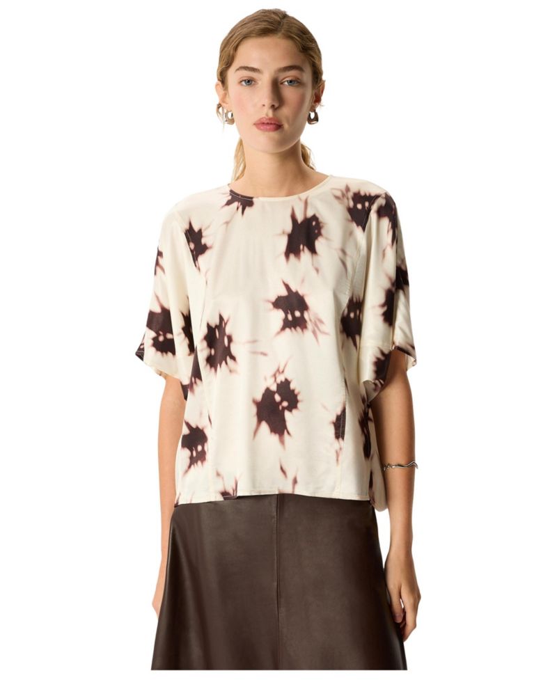 Women's Shadow Floral Short-Sleeve Blouse