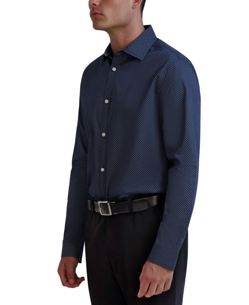Men's Slim-Fit Geo-Print Dress Shirt