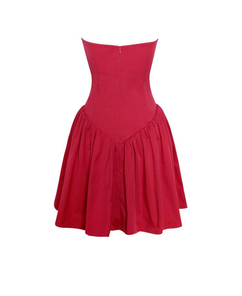 Women's Sacha Red Lace Drop Waist Corset Puffy Mini Dress