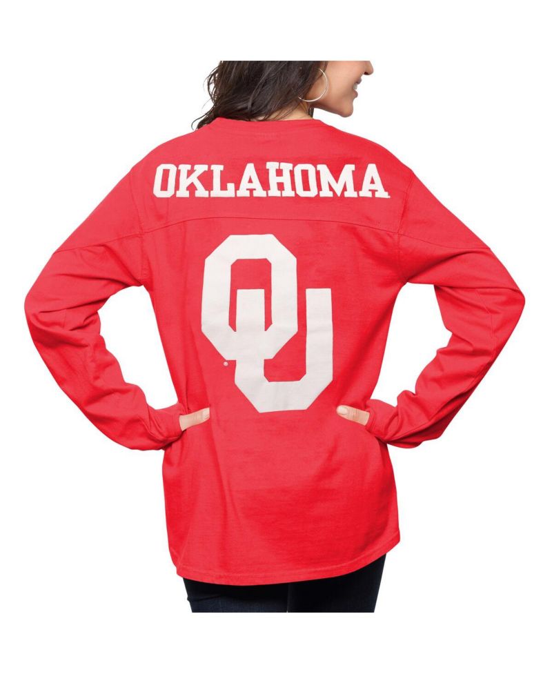 Women's Crimson Oklahoma Sooners The Big Shirt Oversized Long Sleeve T-shirt