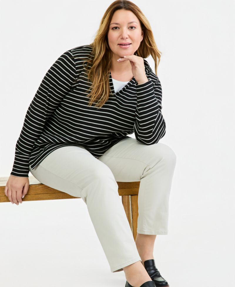 Plus Striped Waffle Hoodie