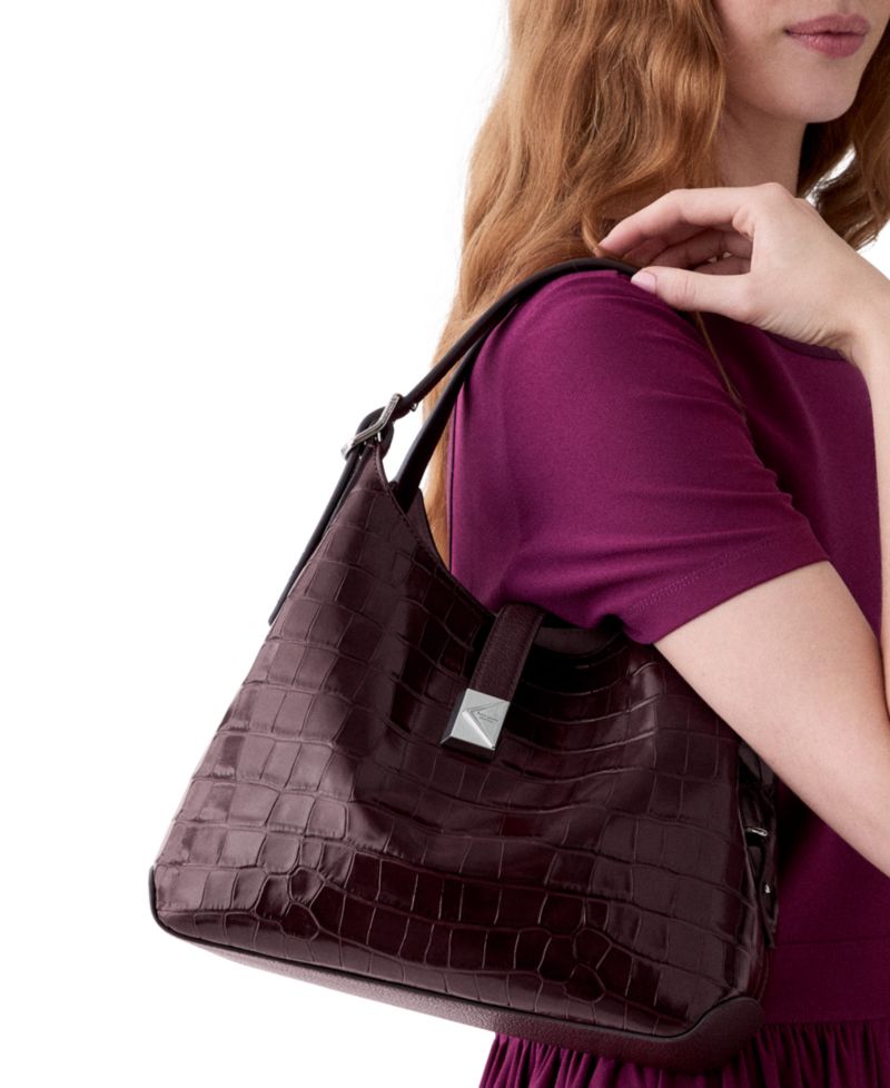 Deco Croc-Embossed Large Satchel Bag