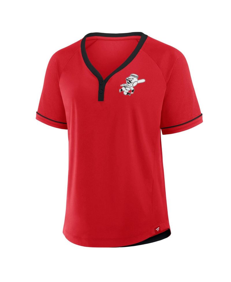 Women's Red Cincinnati Reds Cooperstown Collection League Diva Raglan V-Neck T-Shirt