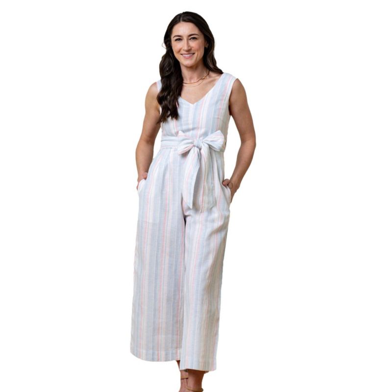 Women's Hope and Henry Woven Sleeveless Tie-Waist Jumpsuit with Wide Leg