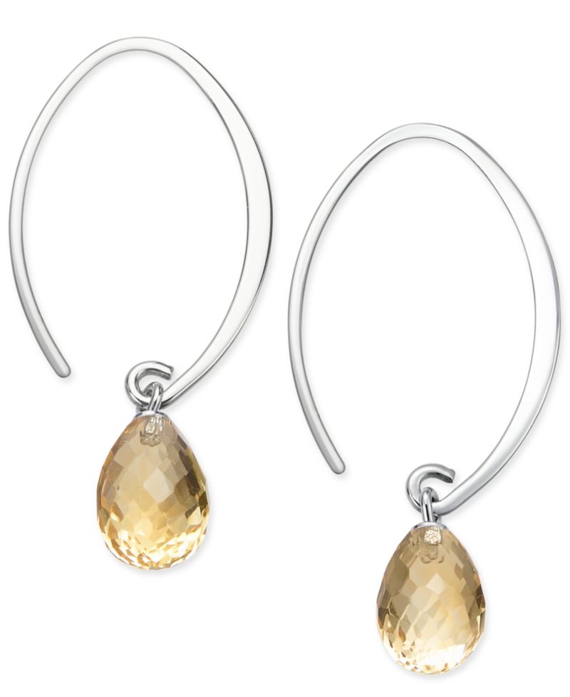 Gemstone Sweep Earrings in Sterling Silver (Available in Amethyst, Blue Topaz ,Citrine & Peridot)