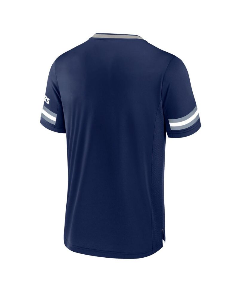 Men's Navy Dallas Cowboys Stripe Stacking V-Neck T-Shirt