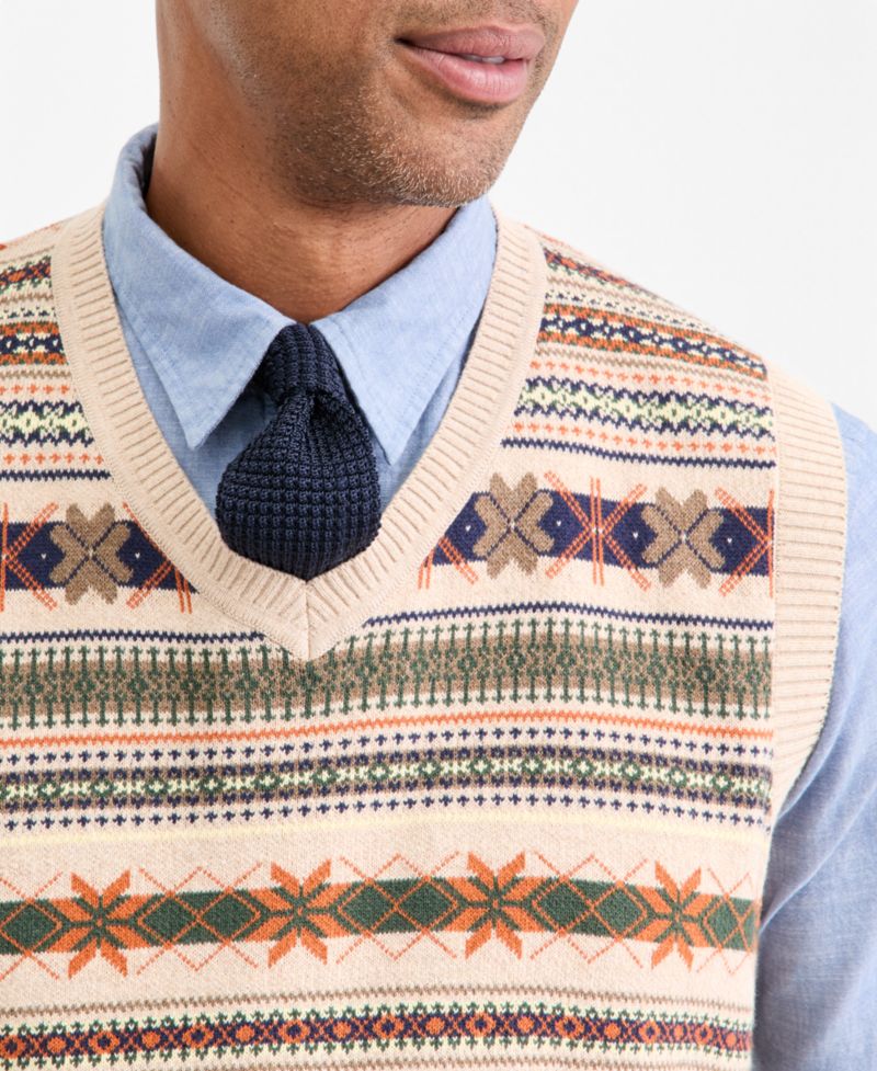 Men's Cotton Fair Isle Sweater Vest, Macy's Exclusive