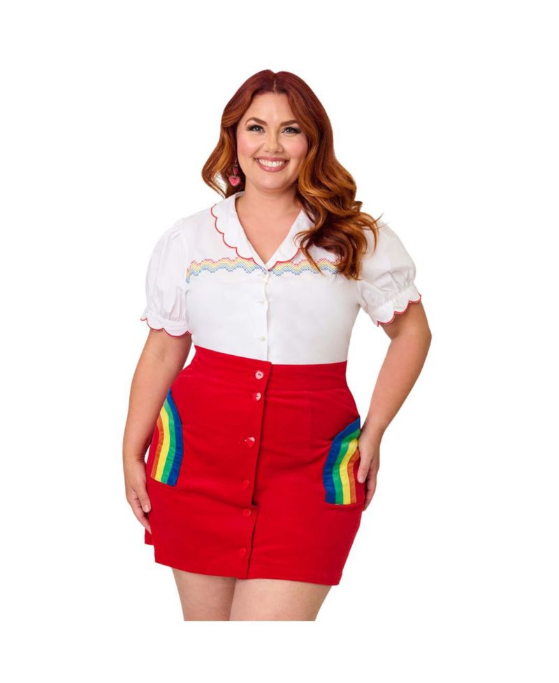 Plus Size Embriodered Puff Sleeve Top