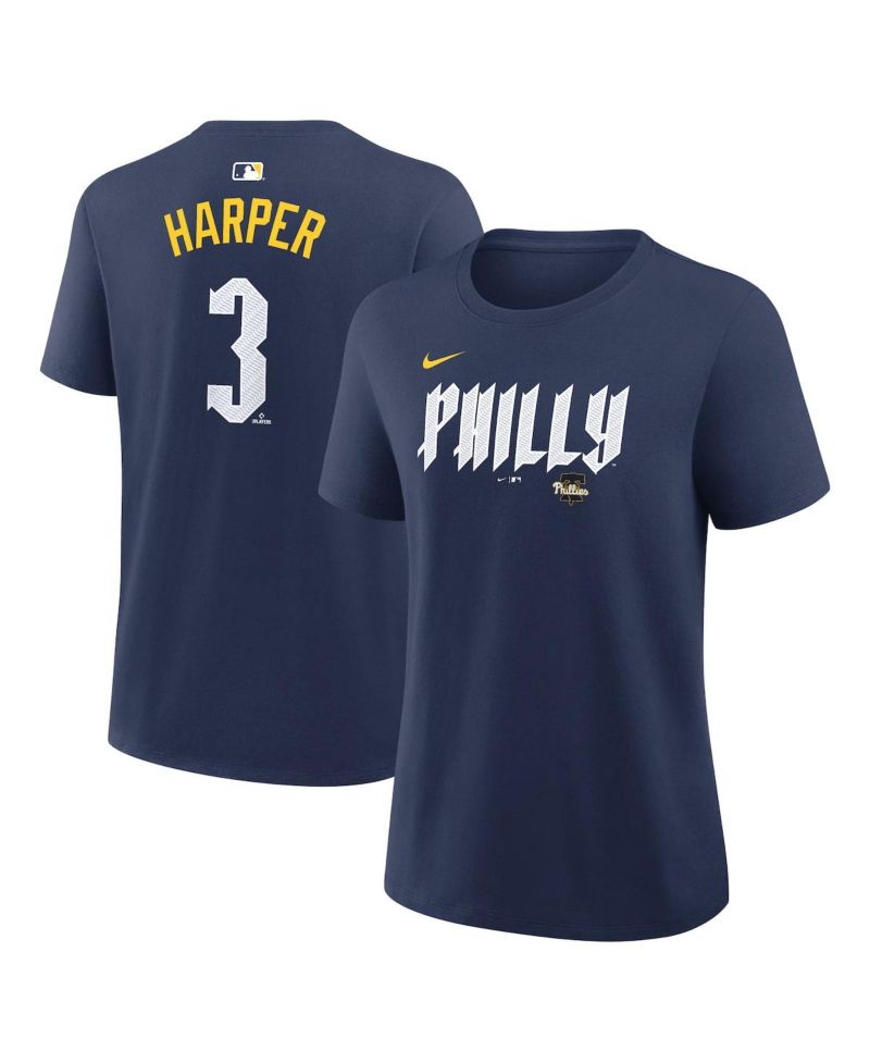 Women's Bryce Harper Navy Philadelphia Phillies City Connect Name & Number T-Shirt