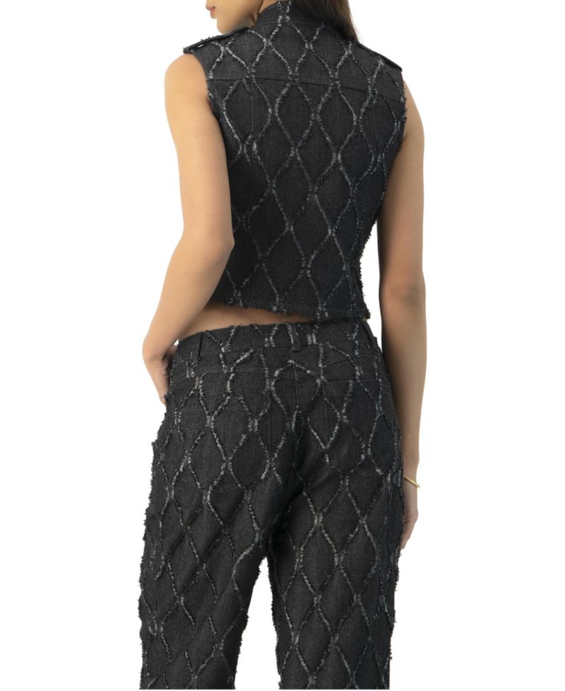 Women's Distressed Denim Vest