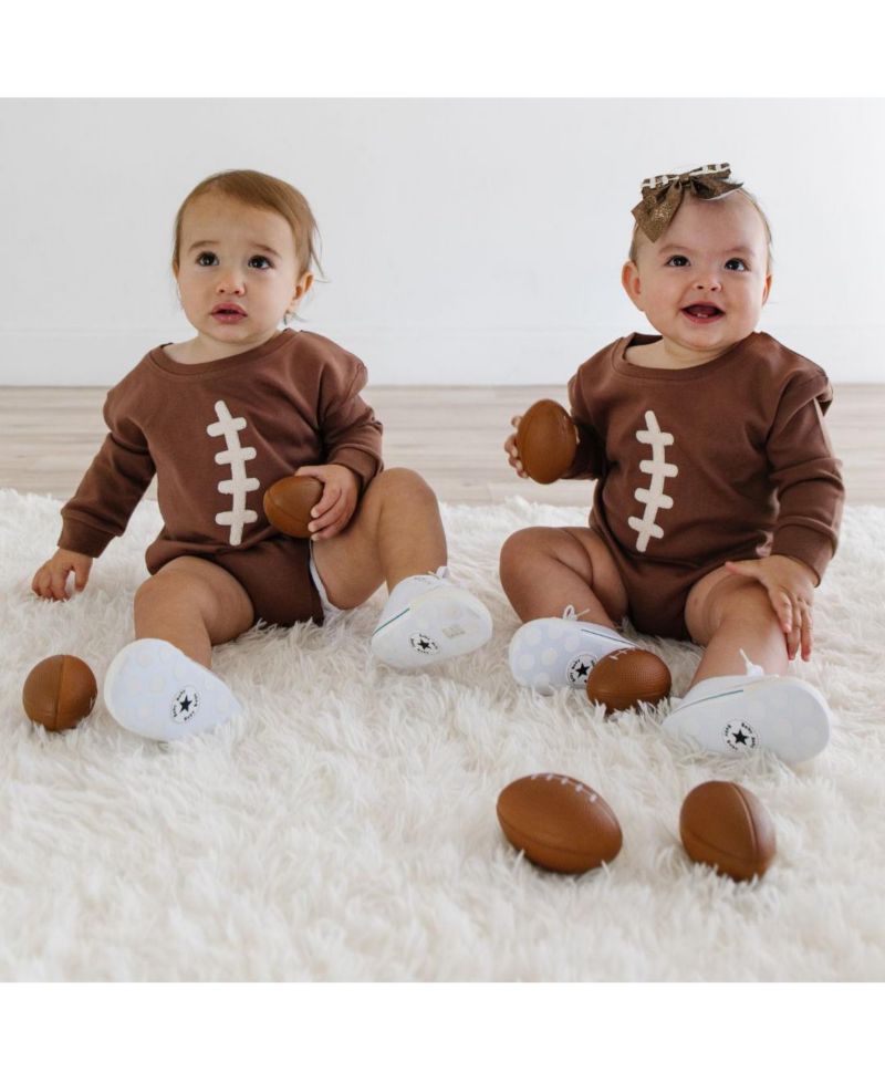 Baby Boys Football Lace Patch Long Sleeve Romper