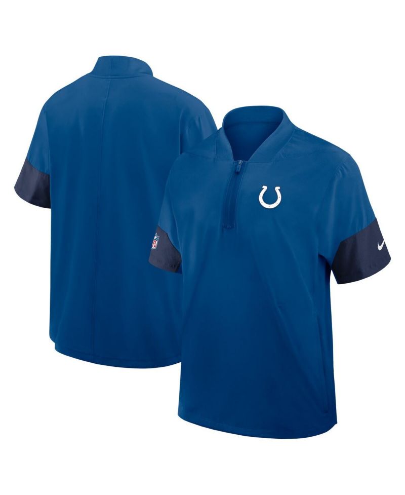 Men's Royal Indianapolis Colts Sideline Short Sleeve Quarter-Zip Performance Coach Jacket
