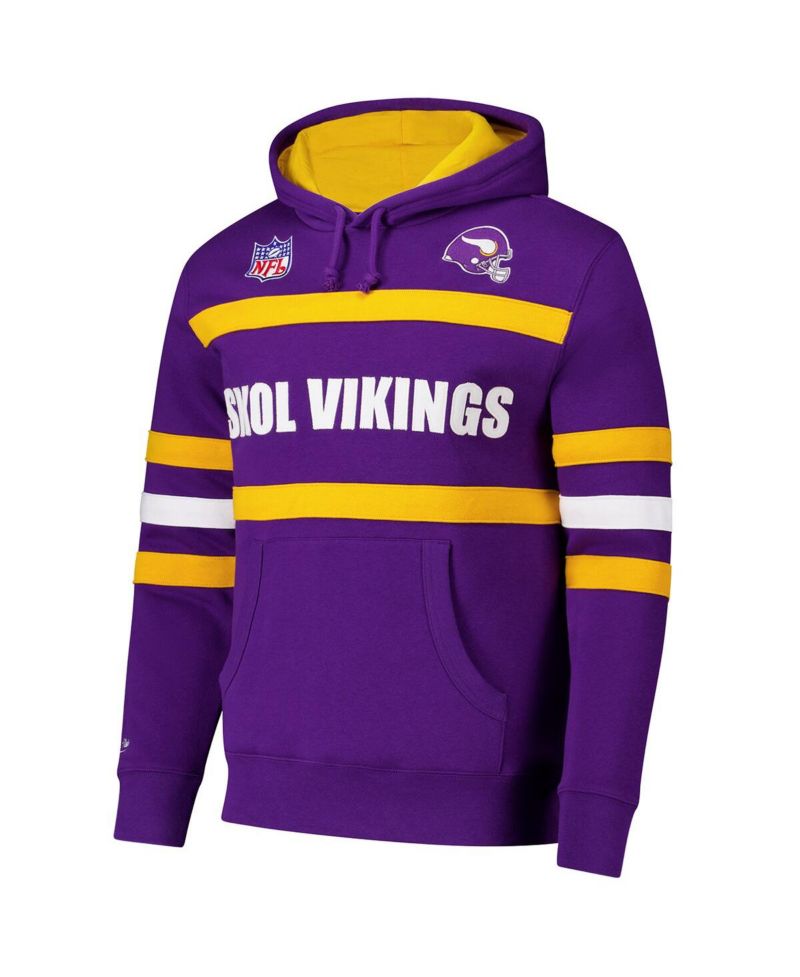 Men's Purple Minnesota Vikings Vintage Logo Head Coach Fleece Pullover Hoodie