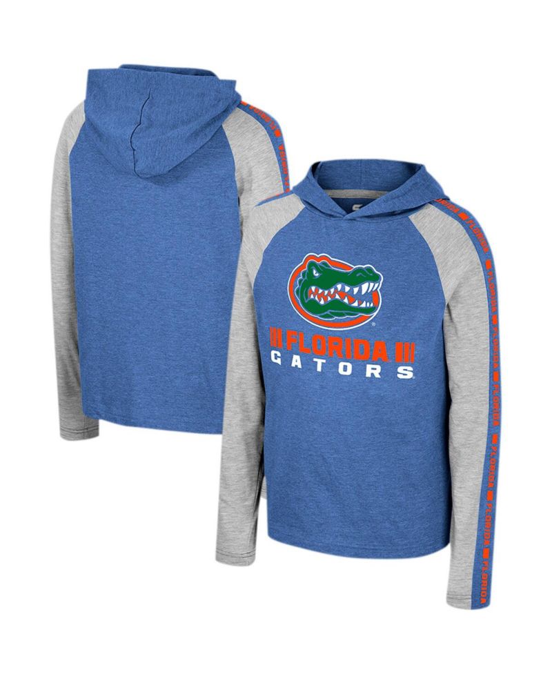 Big Boys and Girls Royal Florida Gators Ned Raglan Long Sleeve Hooded T-Shirt