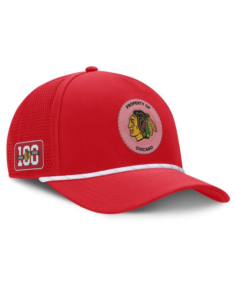 Men's Red Chicago Blackhawks Centennial Pinched Front Adjustable Hat
