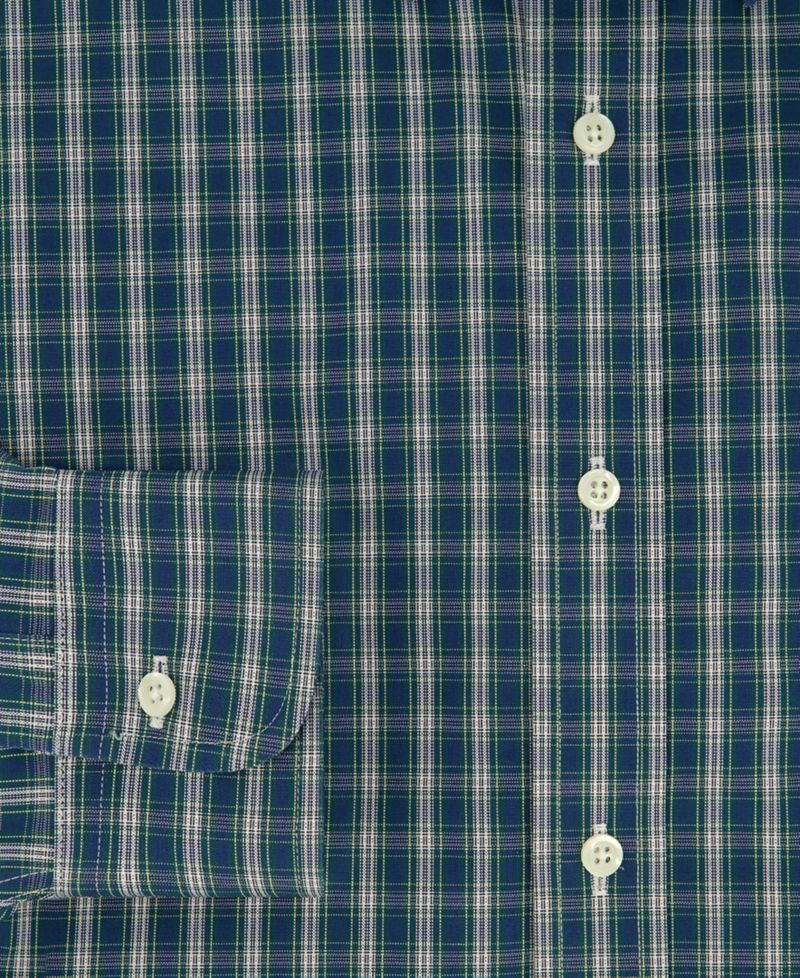 Men's Regular-Fit Polo Button- Down Collar Tartan Plaid Dress Shirt