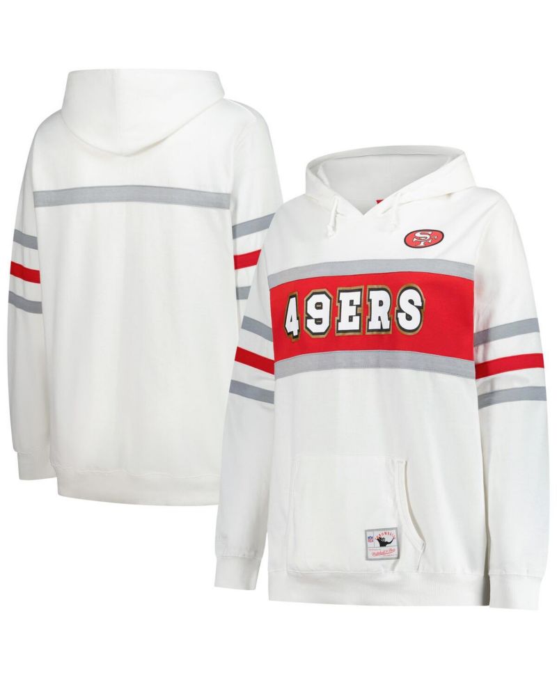 Women's White San Francisco 49ers Plus Size Head Coach Throwback Pullover Hoodie