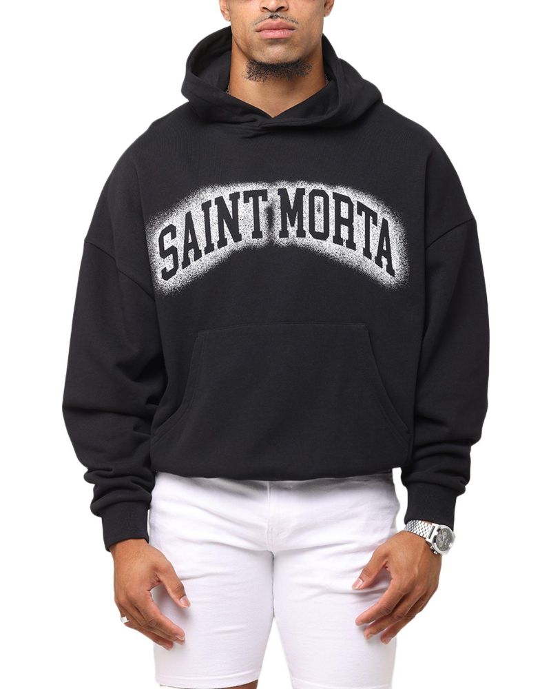Men's Spray Logo Boxy Hoodie Black