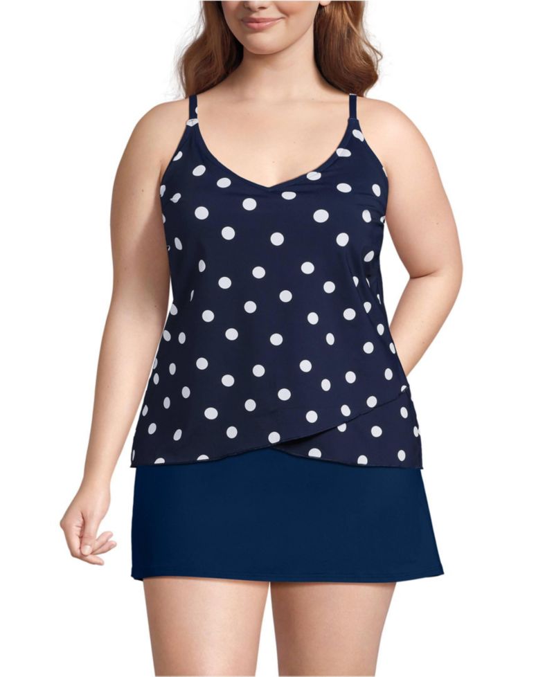 Plus Size Long Torso Tulip Hem Tankini Top