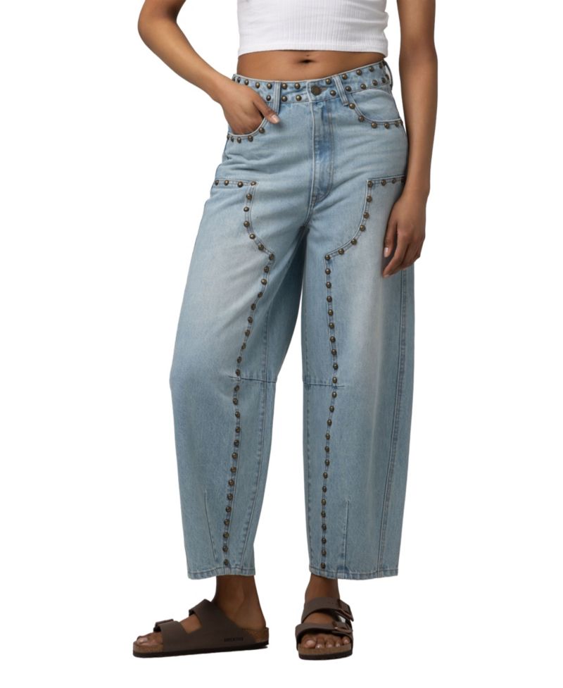 Women's Franklin High-Waisted Studded Light Rinse Denim Jeans