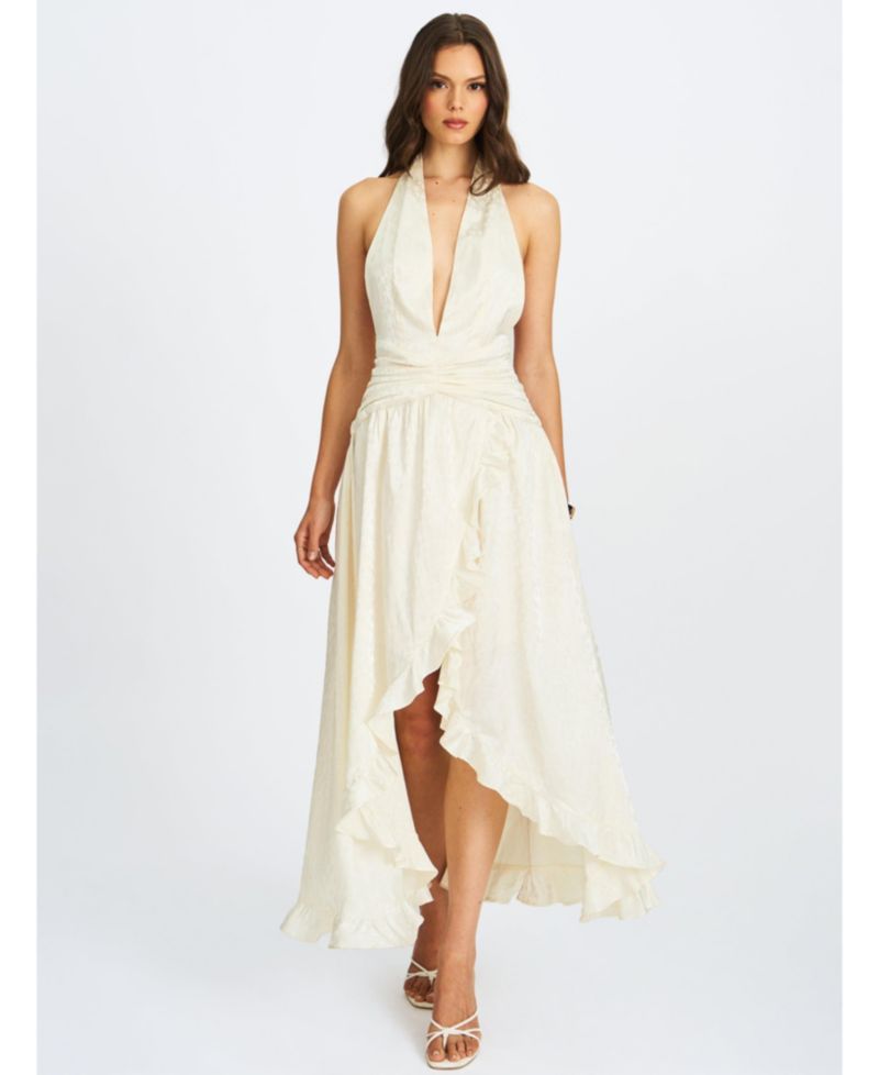 Women's Nalani Floral Ivory Ruffled Halter Maxi Dress